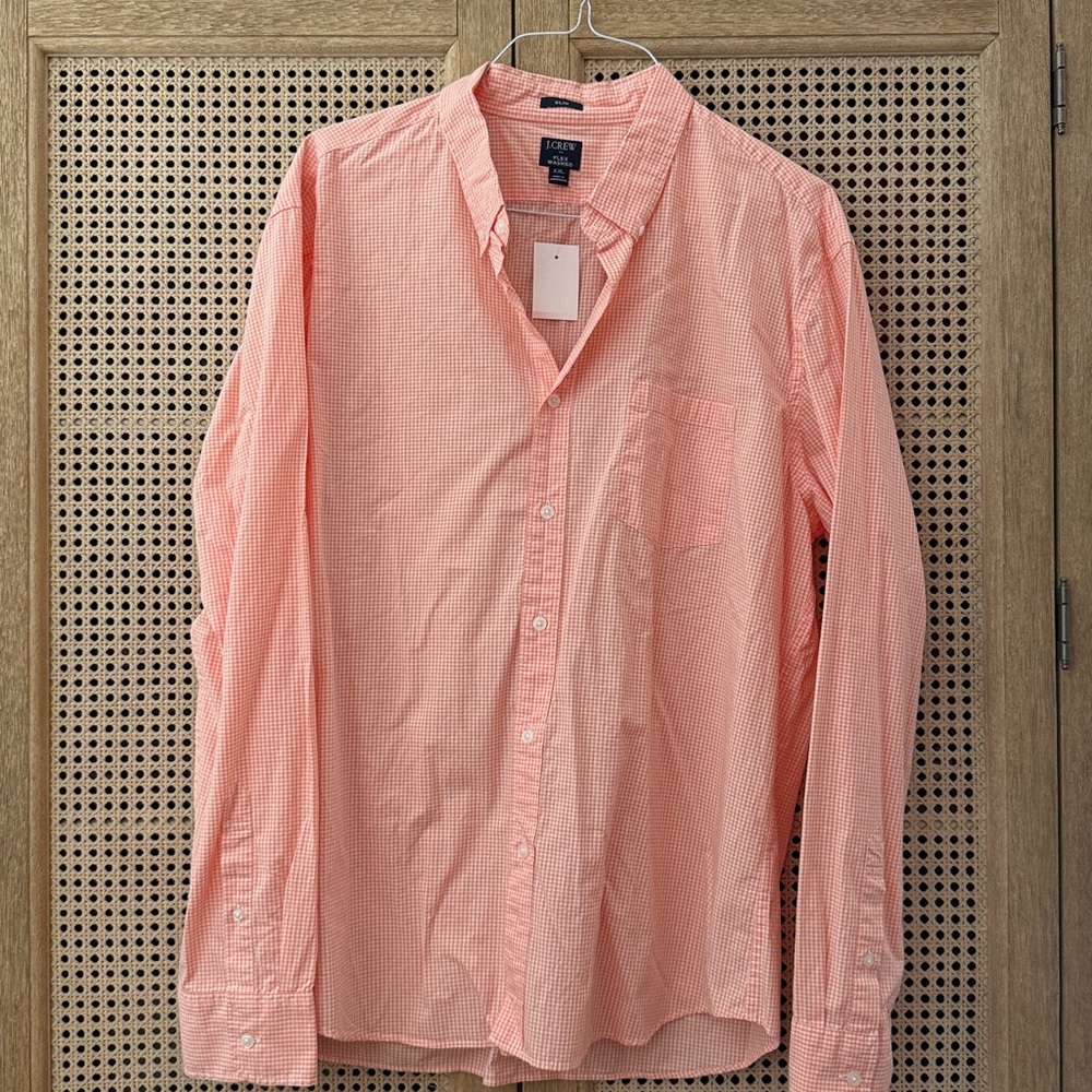 J Crew Flex Washed Slim Gingham shirt - orange